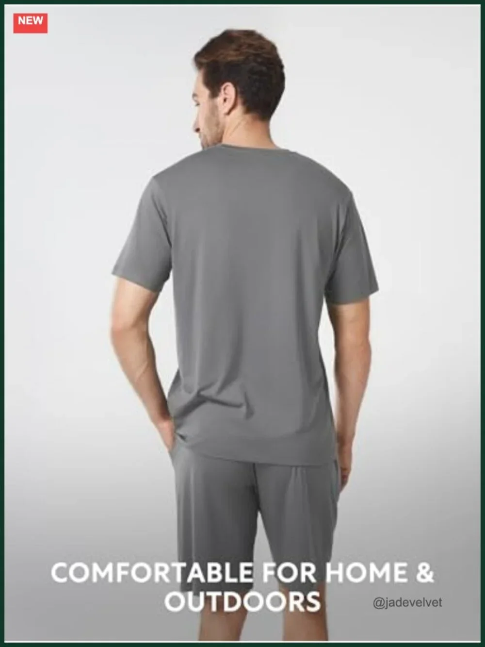 Men's Cooling Pajama Set Short Sleeve Loungewear Sleepwear Set